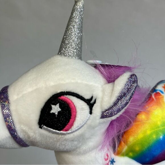 NWT White Magical Unicorn Pony With Rainbow Wings Purple Hair - Picture 10 of 12